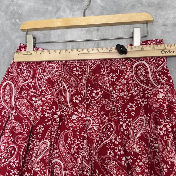 Tommy Hilfiger Skirt Womens 6 Red Paisley Boho A-Line Cotton Side Zip Summer - Picture 5 of 8